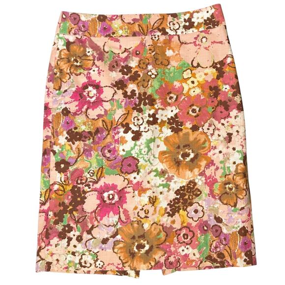 J. Crew Floral Watercolor Bloom Pencil Skirt 24085 Size 6 - Picture 3 of 7